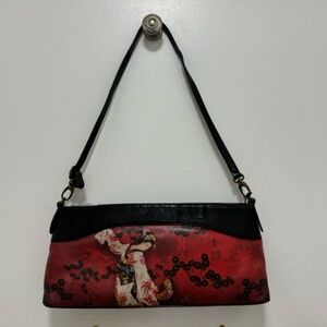 Vintage Icon Los Angeles leather clutch bag Geisha print